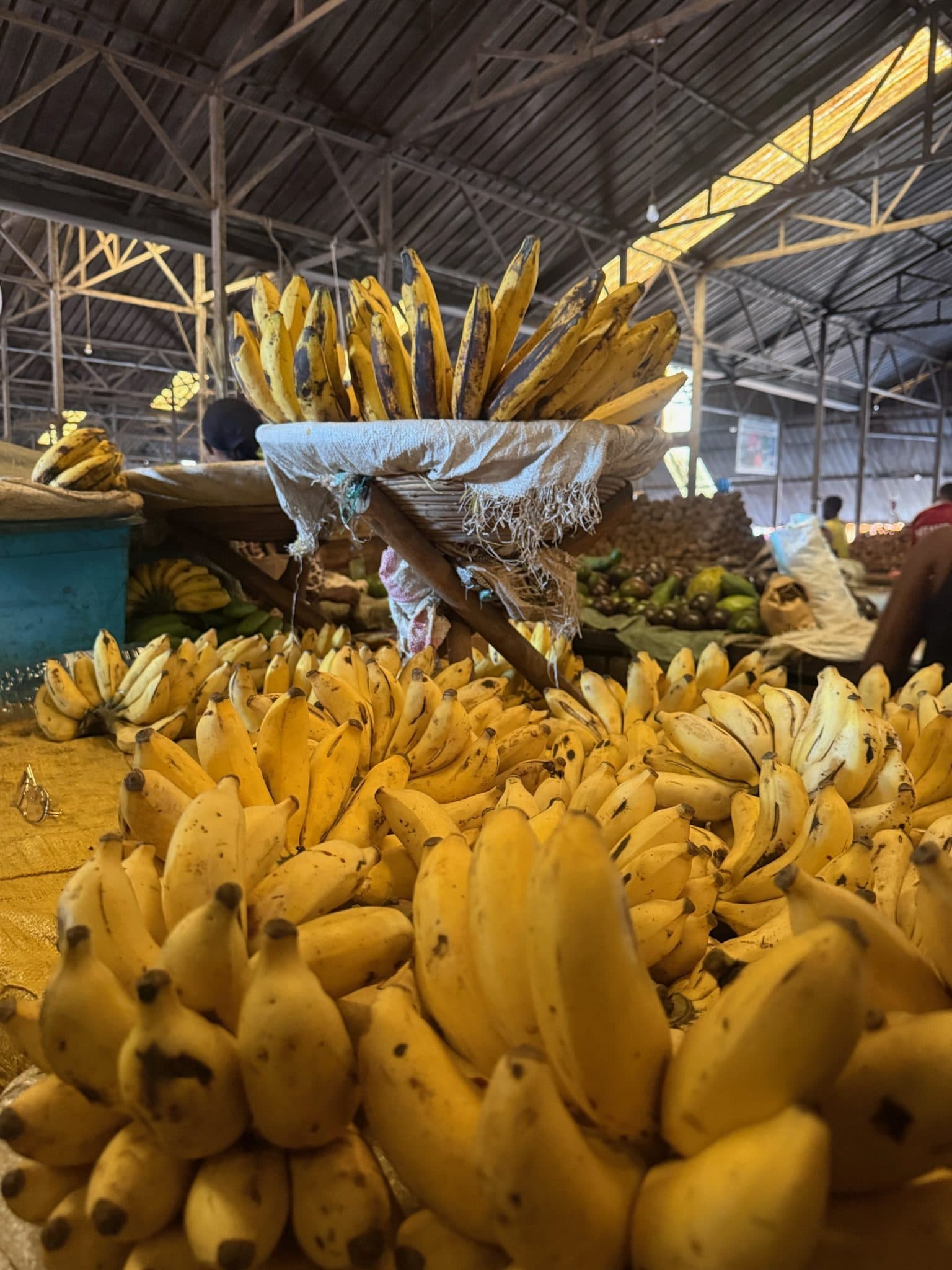 Bananas piled high at the market