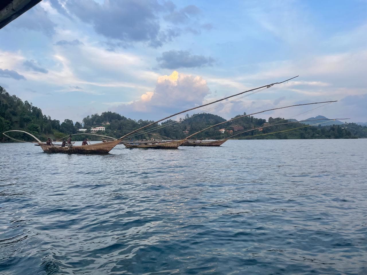 Traditional fishing boats on Lake Kivu