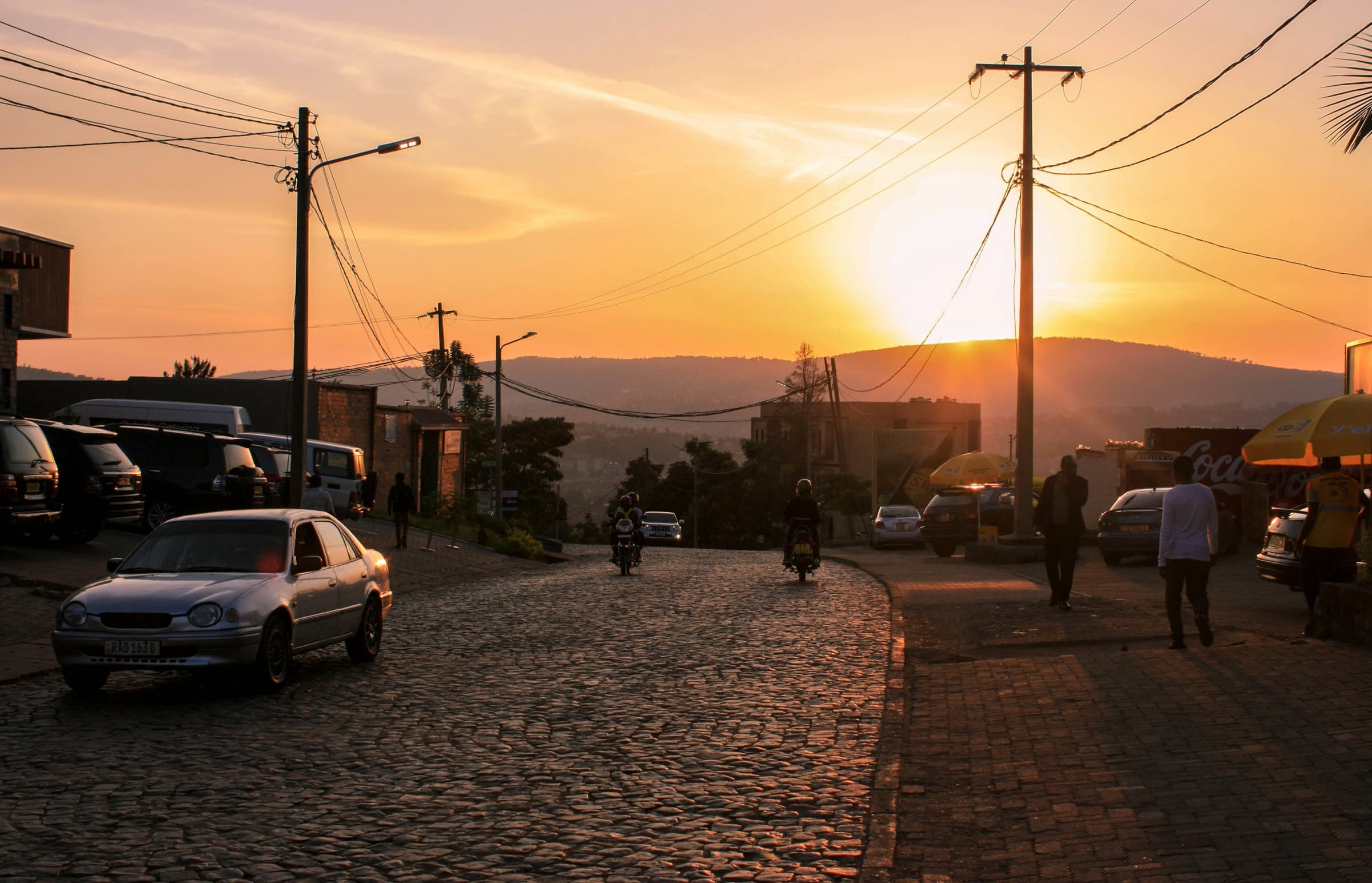 Sunset over a Kigali street